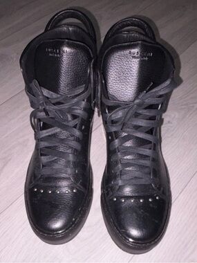 Buscemi Black Leather High-Top Sneakers with Toe Studs